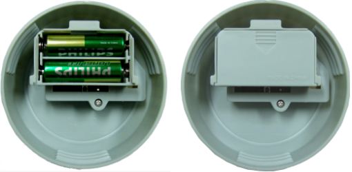 Automatic Coin Counter - bottom of lid showing battery compartment, containing two AA batteries