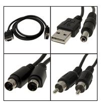 Cables that come with the VGA to TV Converter (clockwise from top left): VGA, Converter Power, S-Video, RCA