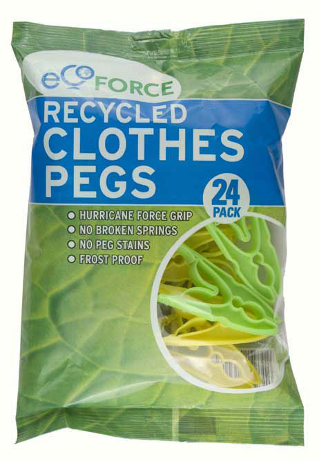24 pack of Ecoforce Recycled Clothes Pegs - UV stable and waterproof